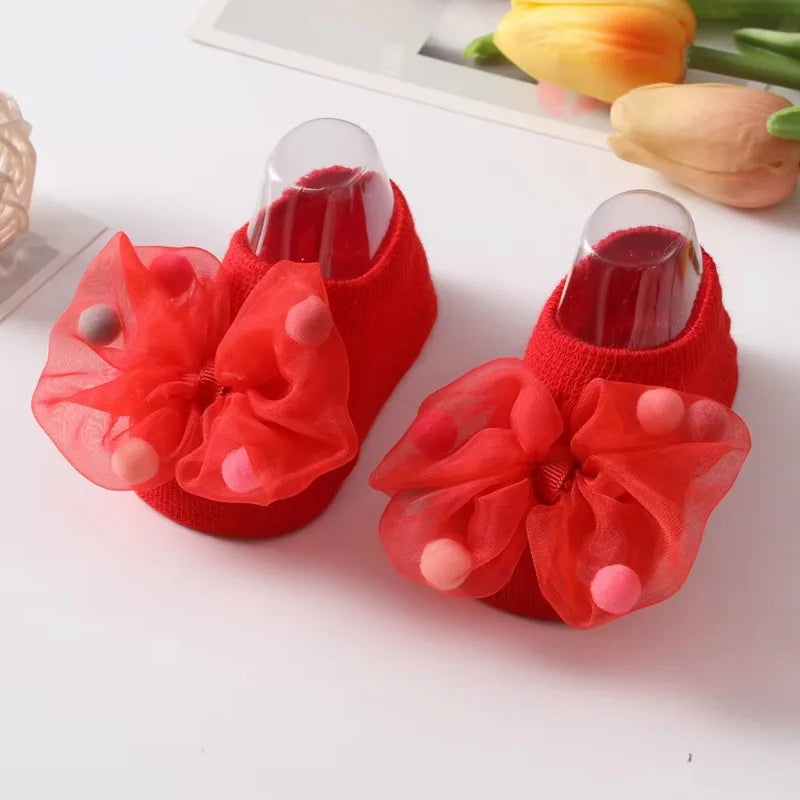 Newborn Baby Anti-slip Floor Socks Toddler Girls Cotton Ankle Socks with Bowknot Children's Socks for Kids 0-3Y Spring Autumn