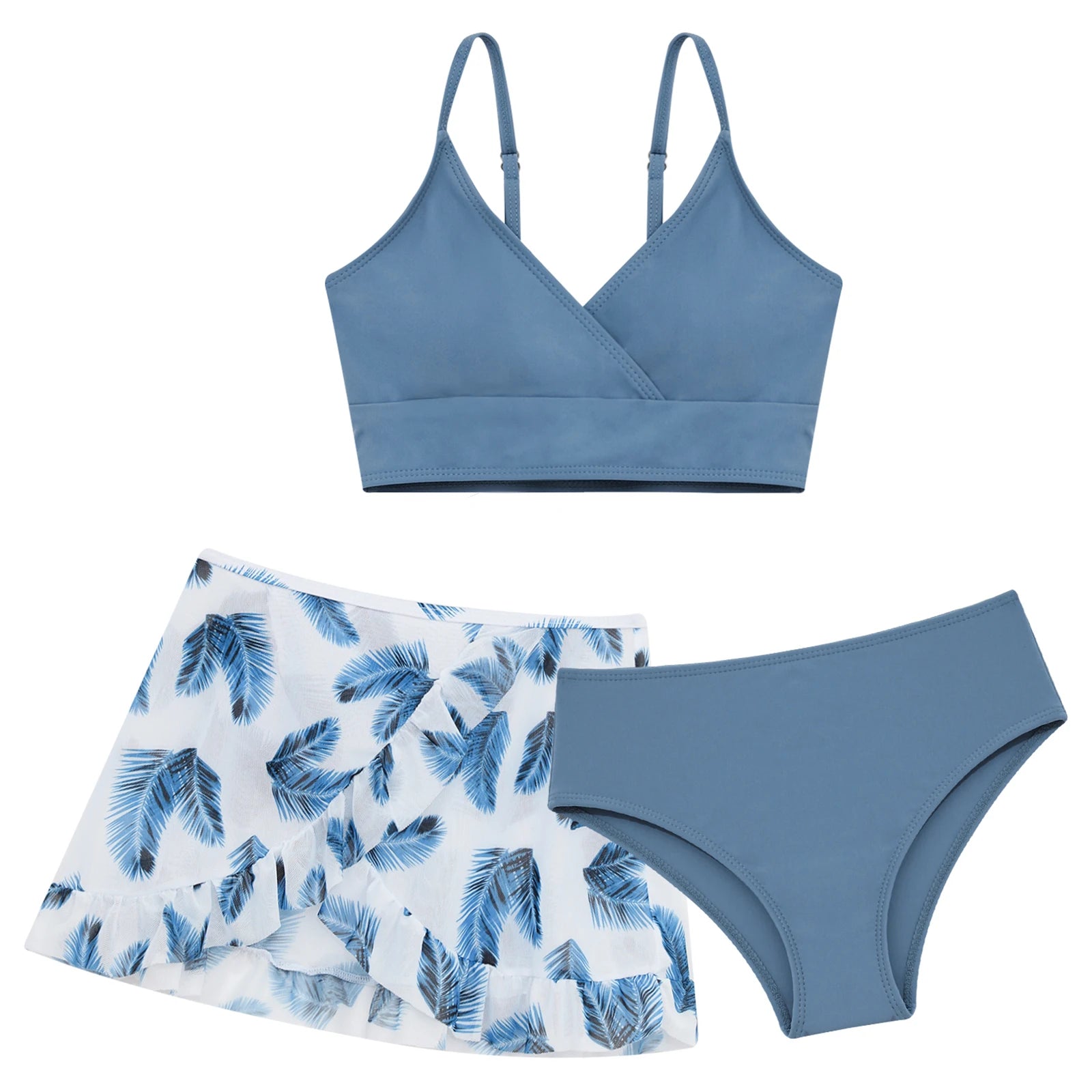 Kids Girls Swimsuit Bikini Set Bralette Girls Two-Piece Bathing Suits Volant Top Bikini Panties Swim Beachwear Tankini Beachwear