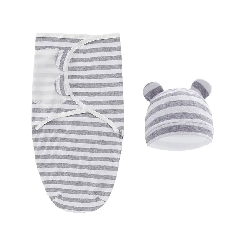 100% Organic Cotton Baby Swaddle Blanket Wrap Hat Set for Infant  Adjustable Newborn Swaddle Baby Swaddle for 0-3 Month
