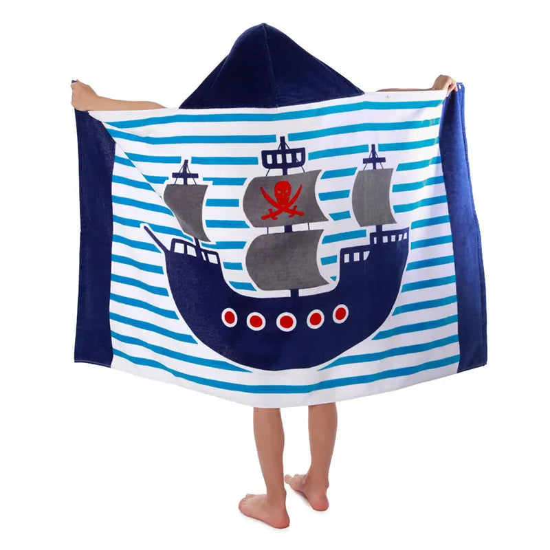 Cotton Kids Hooded Bath Towel Beach Vacations Swimming Children Cartoon Cloak Bathrobe Hooded Bath Towels for Boys Girls