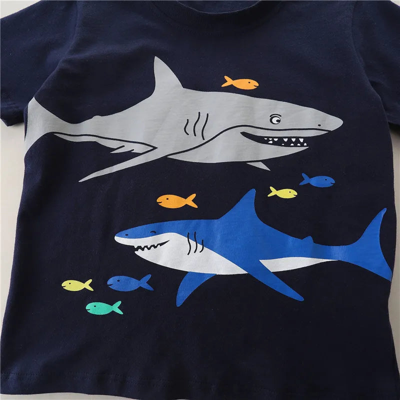 2-7T Cotton Boys Kids TShirts Summer Hot Selling Toddler Clothing Short Sleeve Cartoon Print Fashion Kids Tees Tops
