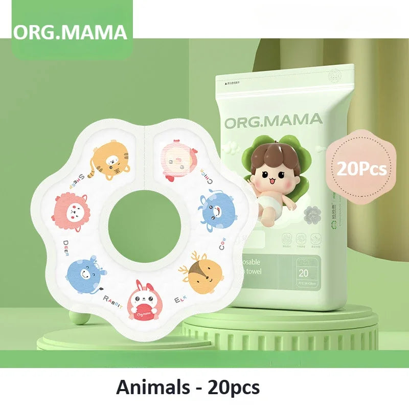 20PCS Disposable Bibs for Babies Toddler Feeding Baby Bibs Soft Absorbent Leakproof Individually Packaged for Travelling Outdoor