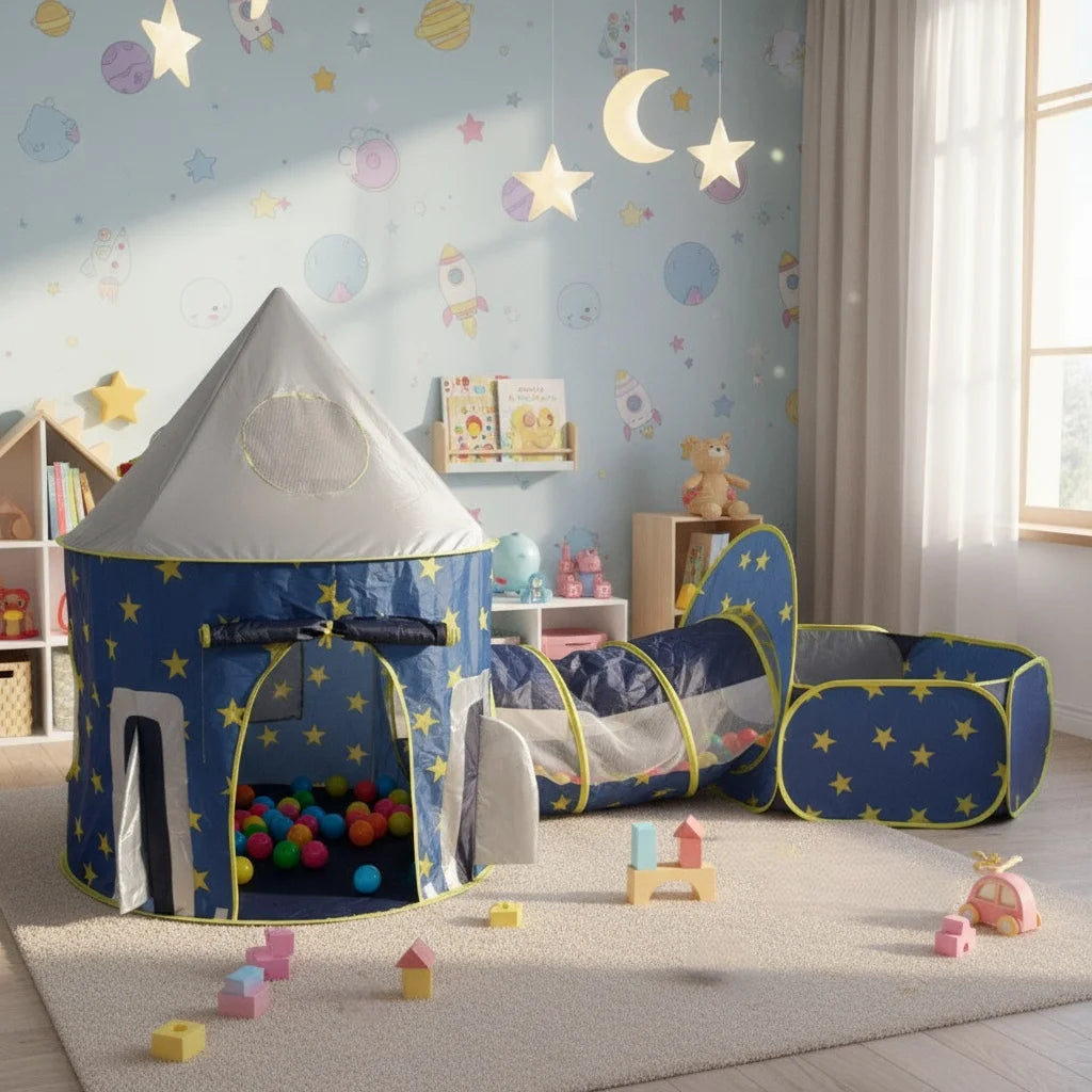 Children's Outdoor Entertainment Play Tent, Play Tunnel - Kids' Ball Pool - Yurt, Space Rocket Toy Playhouse, Princess Fairy Tale Playhouse, Children's Leisure Toy, Kids' Secret Space, Beach and Lawn Toys, Ideal Holiday Gift