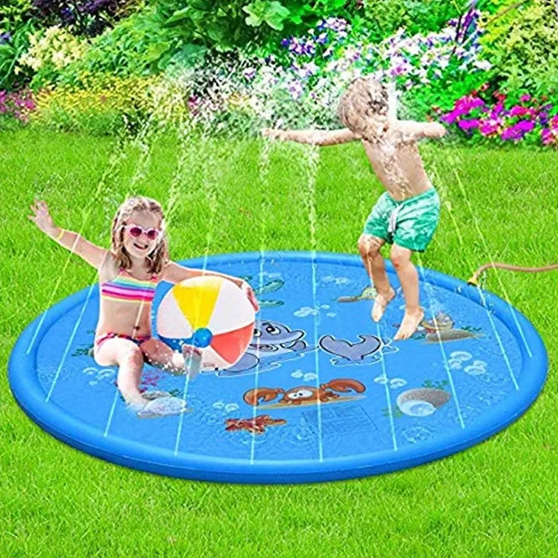 Summer Outdoor Garden Lawn Sea Animal Inflatable Cold Water Spray Kids Sprinkler Interactive Play Game Pad Mat Tub Bath Toys