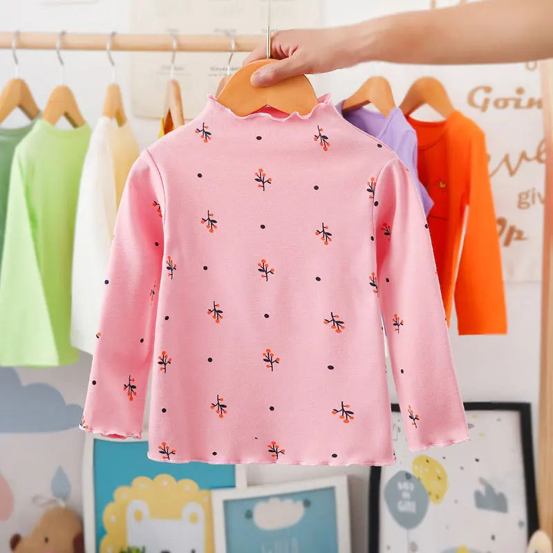 Cotton Baby Girls T-Shirt Long Sleeve Spring Kids Turtleneck Bottoming TShirts for Children Girl Tops Clothes
