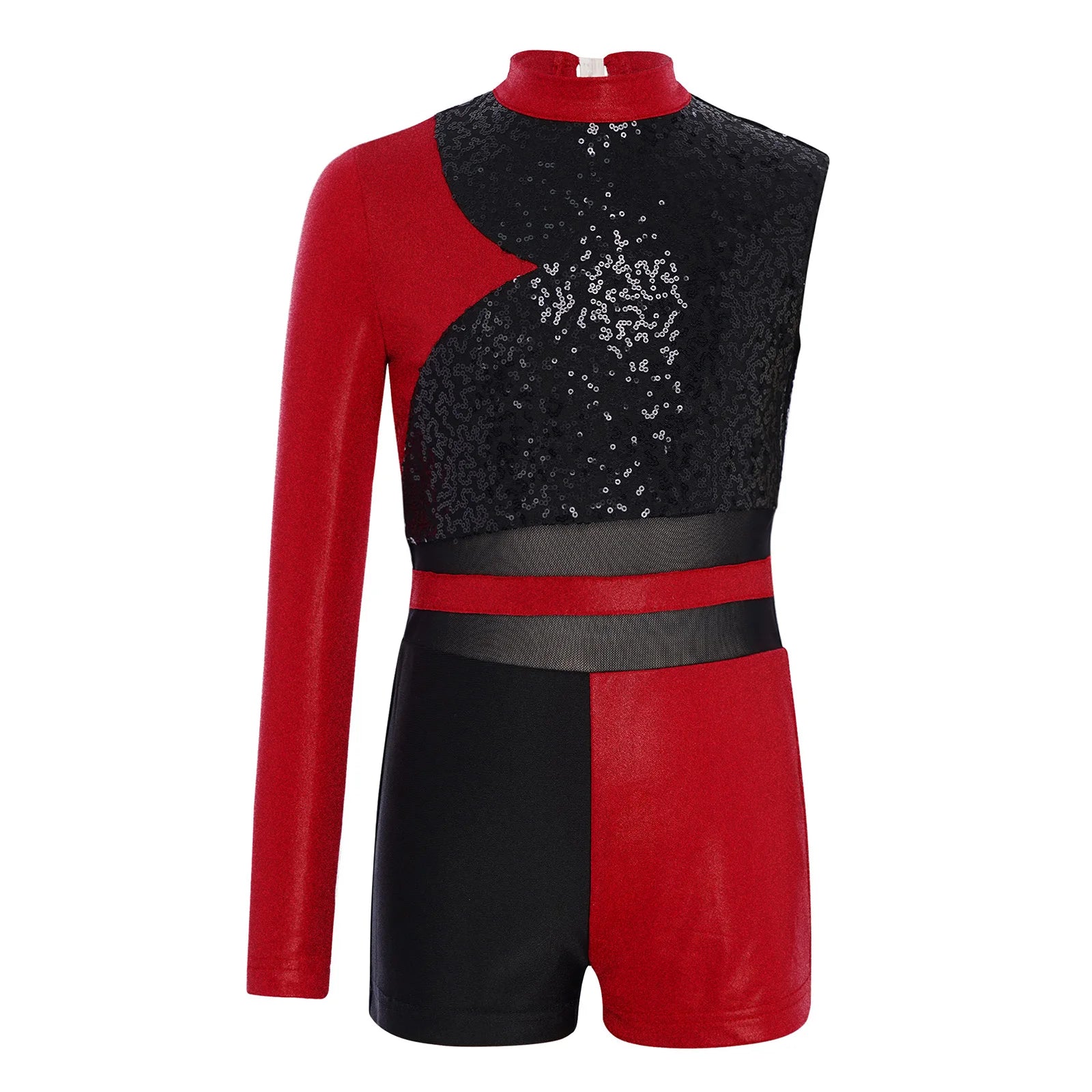 Kids Girls Gymnastics Ballet Leotards Jumpsuit Dance Outfits Performance Costume Cutout Back Glittery Sequins Metallic Dancewear