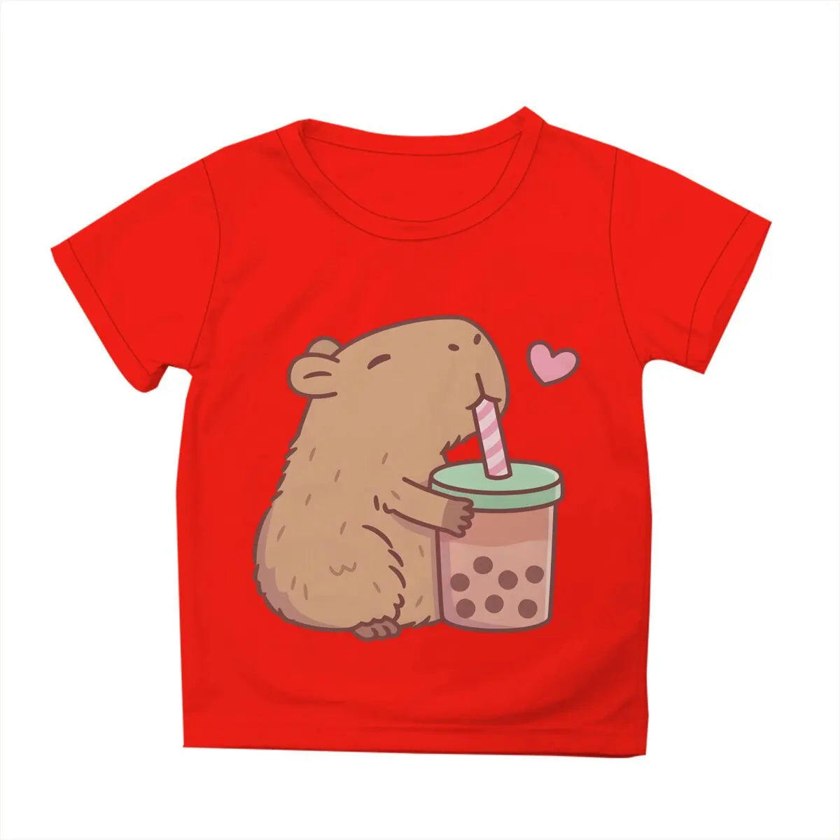 Kids Capybara Clothes Toddler Shirts Baby Boys Girls Short Sleeve Graphic Capibara Tee Striped Cotton Tops For Children Clothes