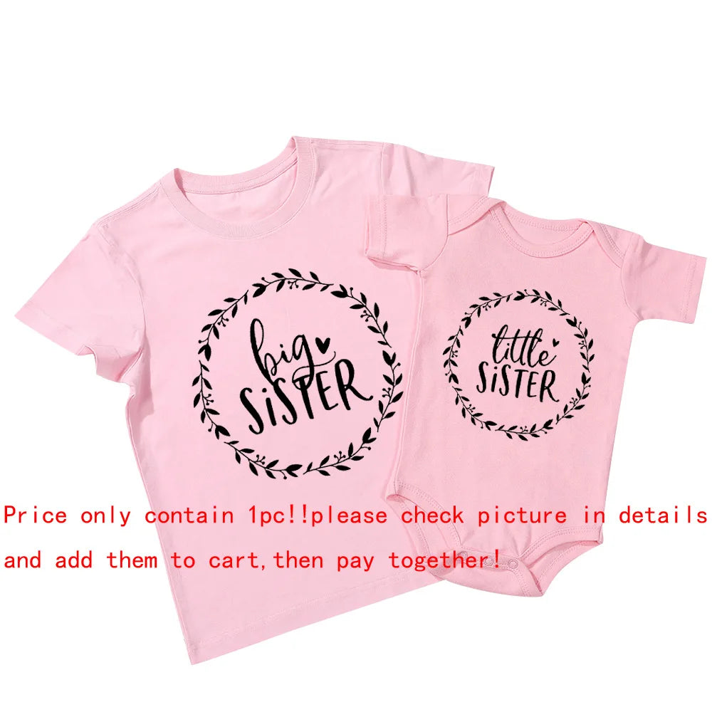 Matching Sister Shirts Matching Sibling Outfits Big Sister T-shirt Little Sister Baby Rompers Kids Top Baby Shower Gifts