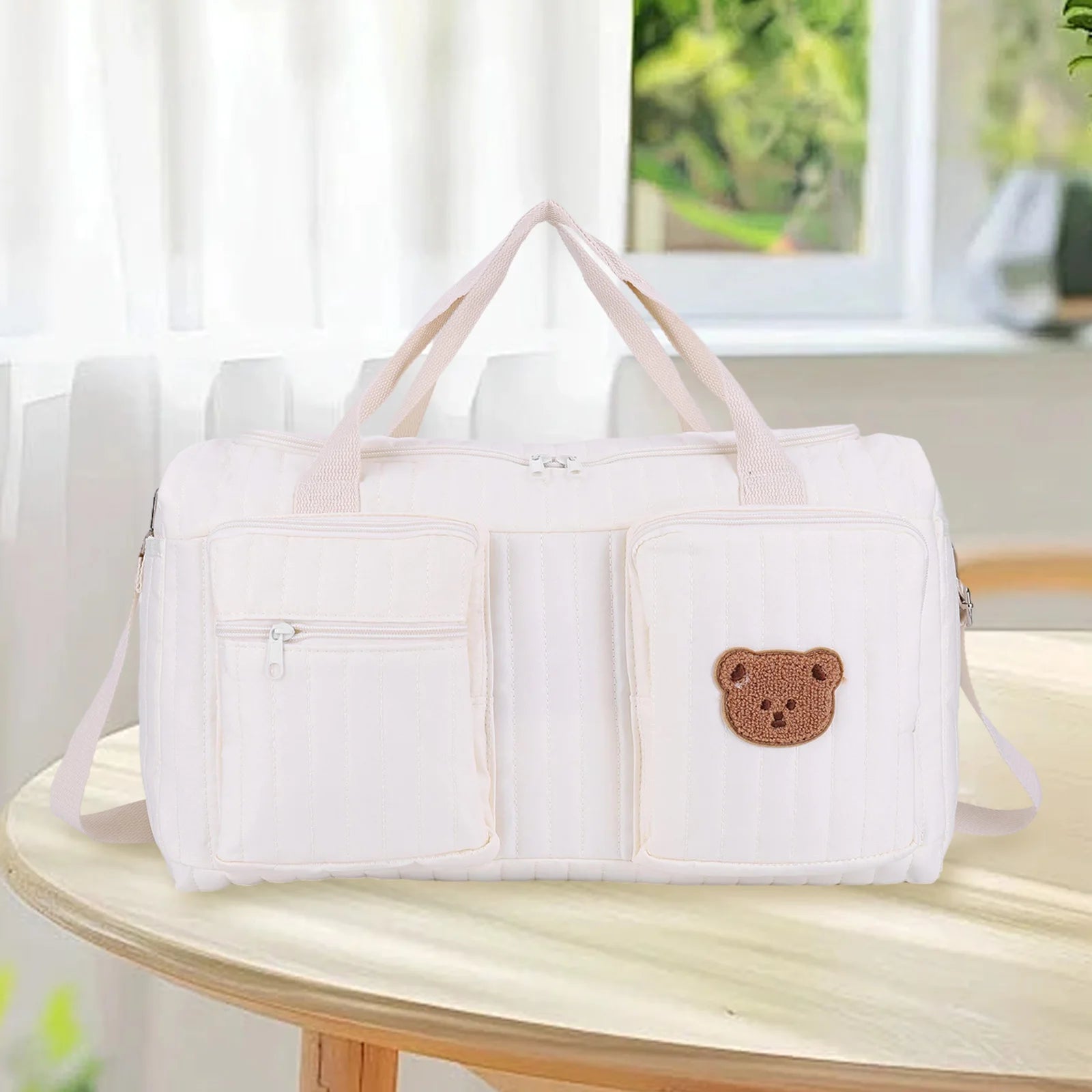 Quilted Baby Diaper Bag Large Capacity Baby Bag Weekender Bag for Hospital and Weekender Travel