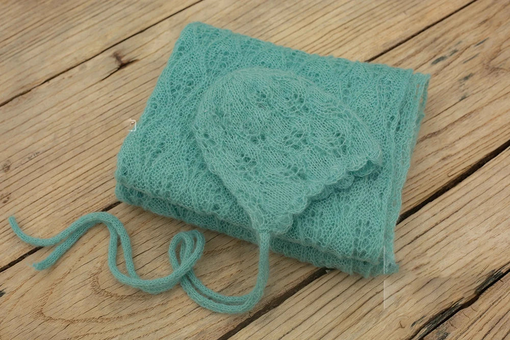 Newborn Photography Props Baby Posing Knitted Hollow Hat + Wrap 2pcs/Set Soft And Highly Elastic Stretchable Photo Accessories