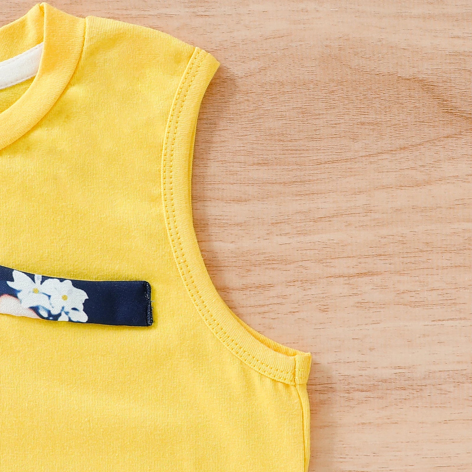 Summer Boys' Energy Set Bright Yellow Sleeveless Vest + Dark Blue Watermelon Print Shorts Two-Piece Set for Active Kids