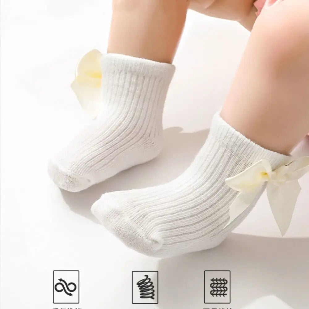 8Pairs Soft Bowknot Baby Cotton Socks Breathable Stripe Toddle Short Tube Socks Autumn Spring Cute Infant Solid Socks Gifts