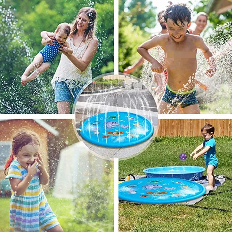 Summer Outdoor Garden Lawn Sea Animal Inflatable Cold Water Spray Kids Sprinkler Interactive Play Game Pad Mat Tub Bath Toys