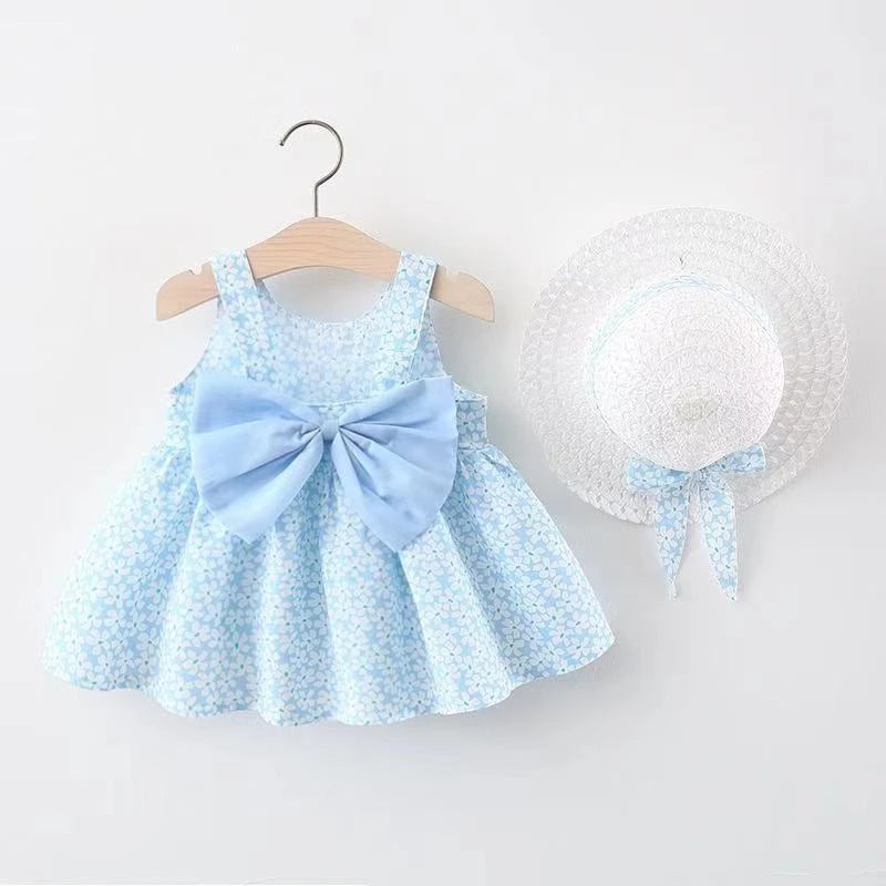 Baby Girl Clothing Set  Summer Newborn Dresses Toddler Clothes Korean Cute Bow Flowers Beach Infant Princess Dress