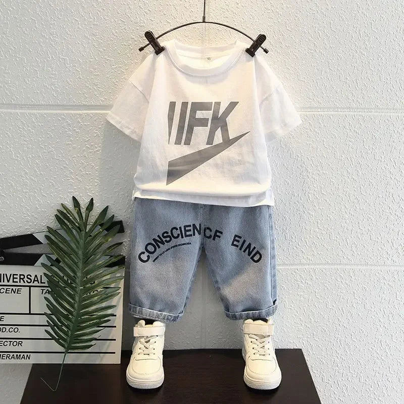 Summer Baby Boy Clothes Sets Cotton Cartoon Casual T-Shirt Shorts 2PCS Children's 2025 New Top & Bottom Sets Fashion Kids Suit