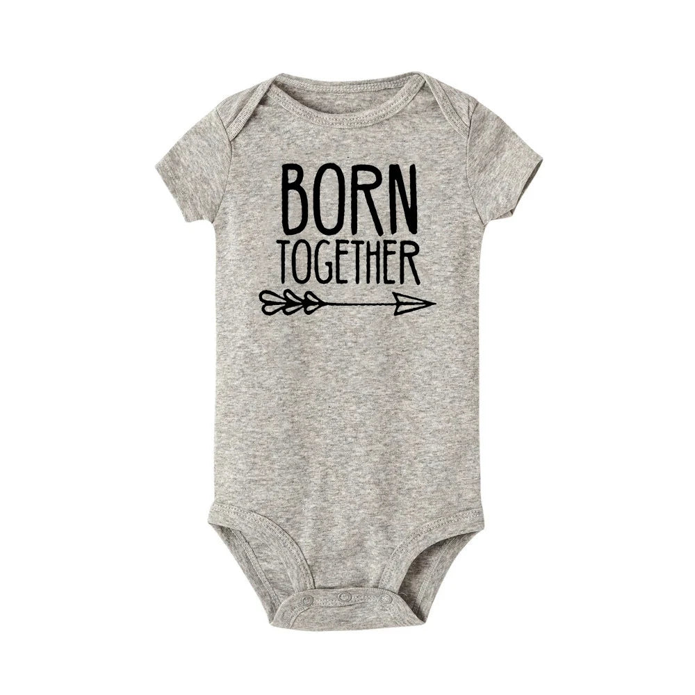 Born Together Baby Twins Bodysuits Best Friends Forever Baby Clothes Twin Summer Jumpsuit Girls Boys Outfits Infant Shower Gifts