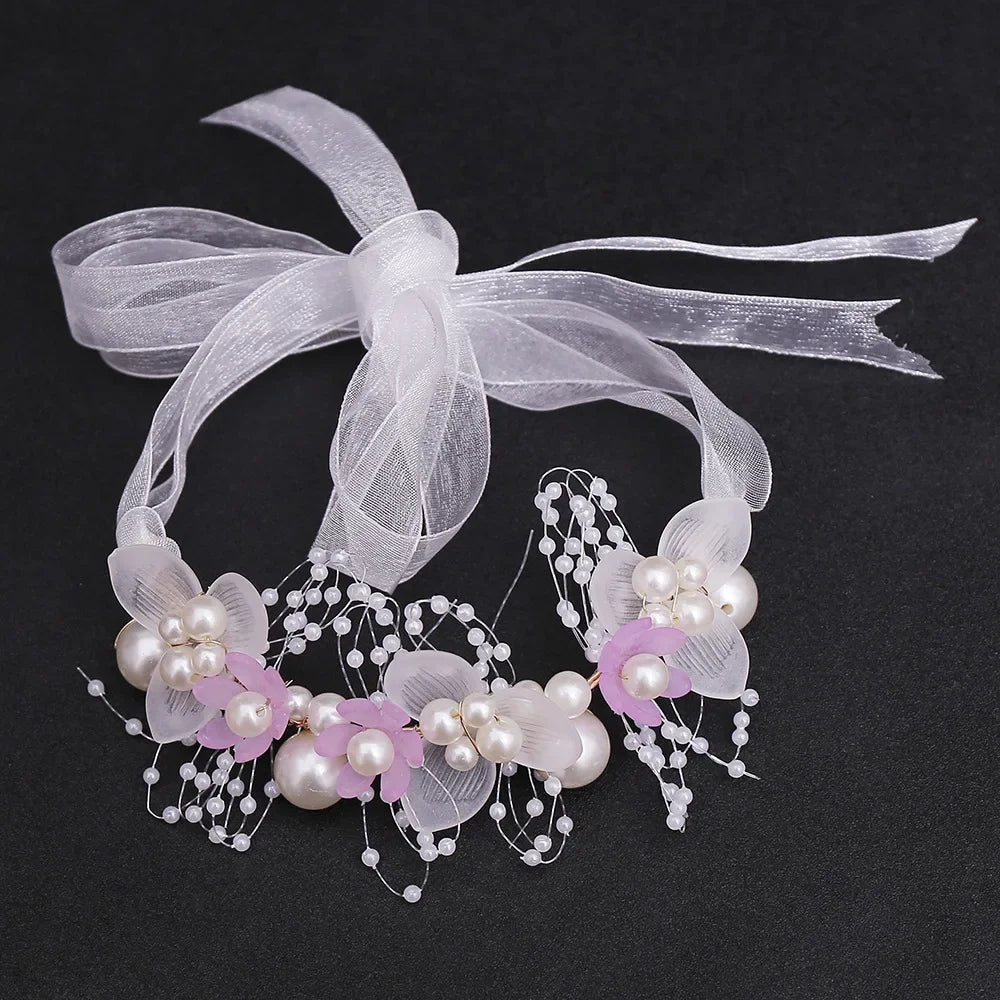 Elegant Girls Headband Imitated Pearl Hair Headdress Baby GirlsFlower Wreath Bride Garland Head Hoop Wedding Headbands Hair
