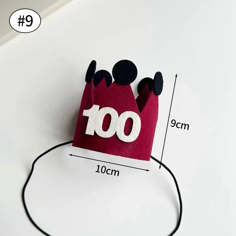 Happy Birthday Hat Baby First Birthday Party Felt Hat 1st 2th 3th Years Kids Baby Shower Hat Birthday Headband Decoration Red