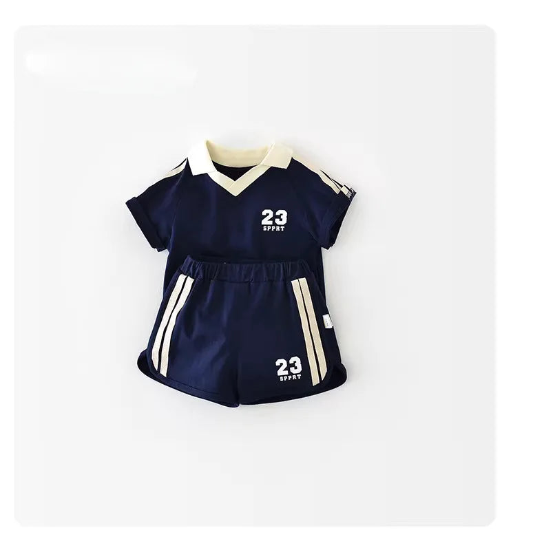 Kids Summer Short Sleeve Sportswear Set: T-Shirt and Shorts Two-Piece Outfit for Boys and Girls, Casual Wear