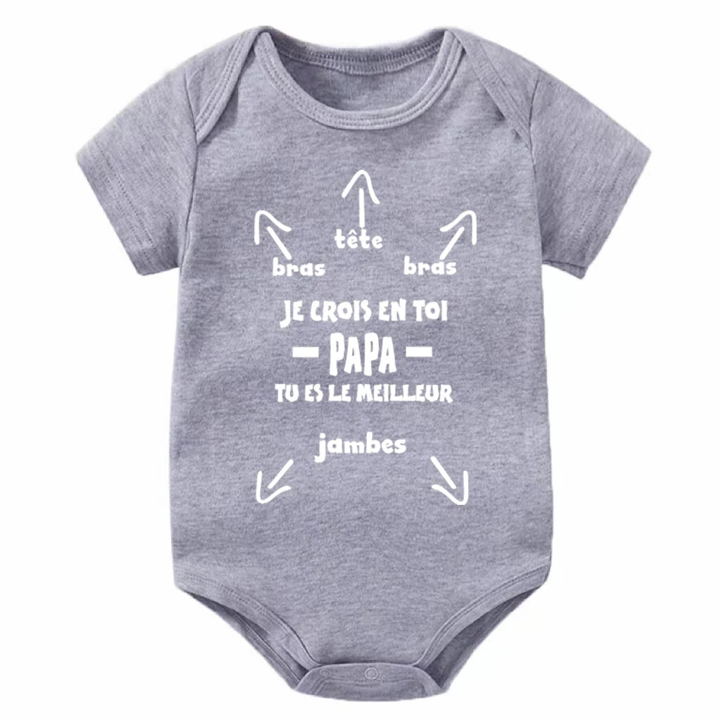 Papa Tu Es Le Meilleur Baby Bodysuit Cute Summer Baby Romper Body Baby Boys Girls Clothes Outfits Cotton Baby Wear Dad's Gift