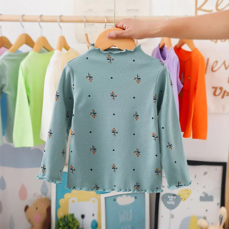 Cotton Baby Girls T-Shirt Long Sleeve Spring Kids Turtleneck Bottoming TShirts for Children Girl Tops Clothes