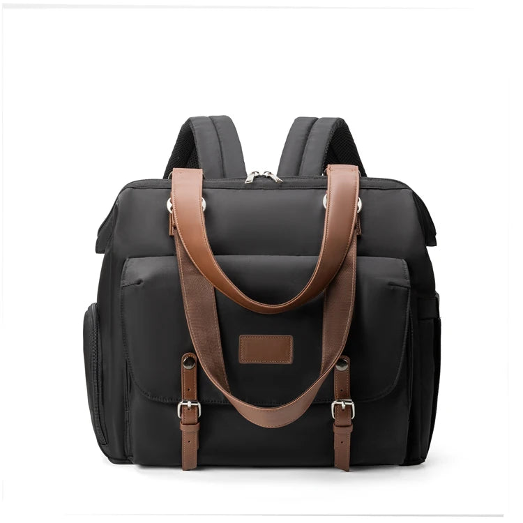 Large Capacity Multifunctional Nylon Mommy Backpack, Vintage Diaper Baby Stroller Changing Pad Fashionable and Large Capacity
