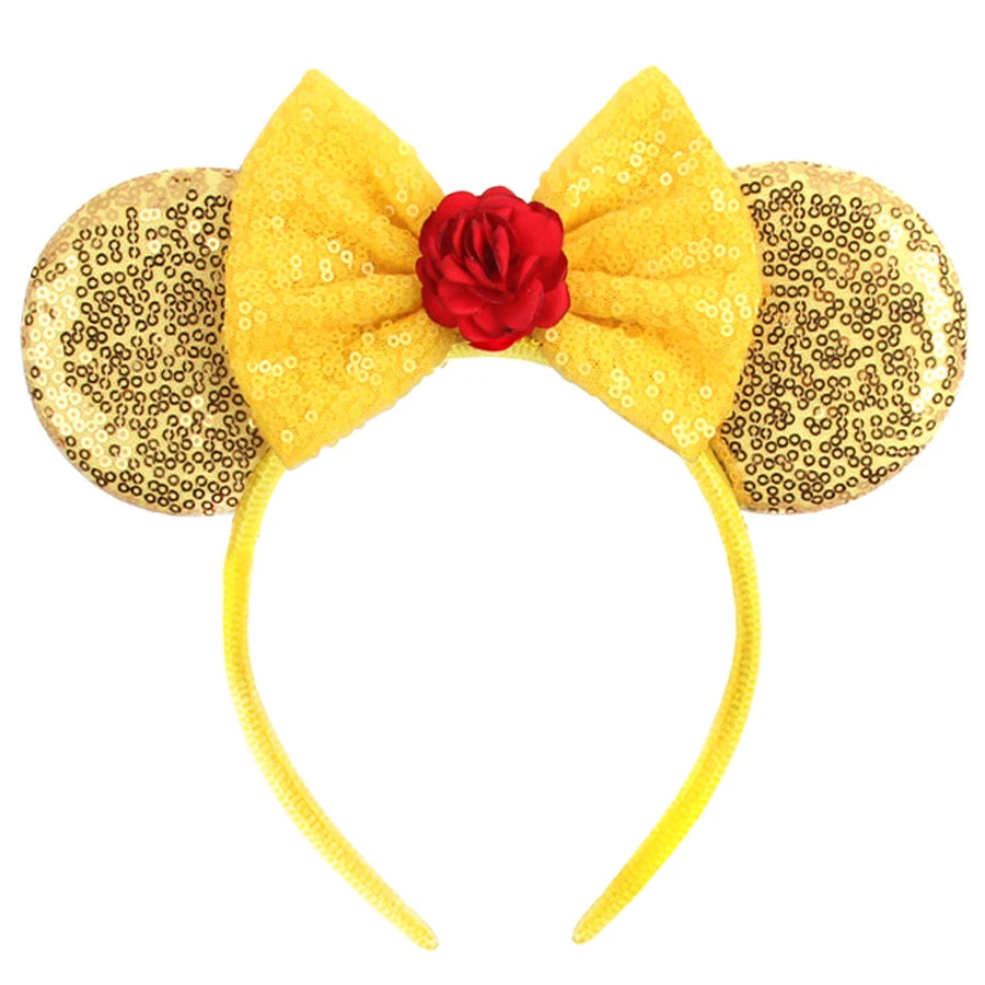 Beauty and Beast Baby Headbands Girls Belle Hair Accessories Enchanted Rose Ear Hairband Kid Crown Bow Headwear Baby Photography