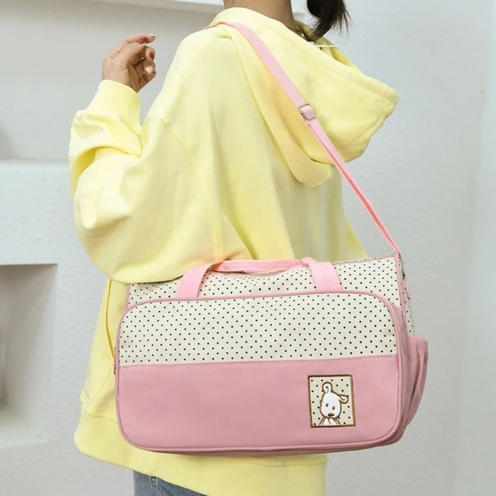 5Pcs/Set Large Capacity Baby Bag for Mom Multifunctional Changing Pad Newborn Accessories Bag Fashion Built-in Diaper Pad