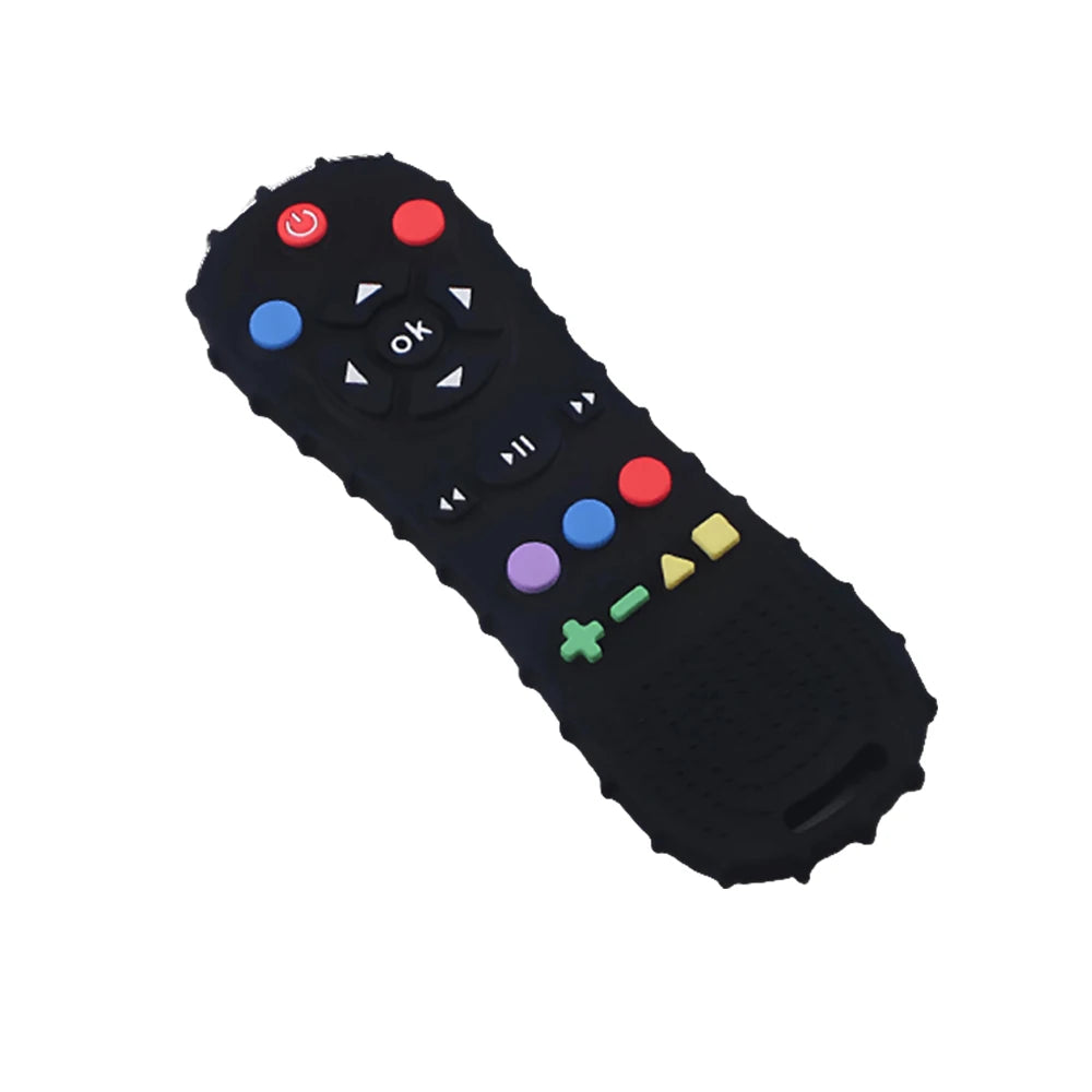 Baby teething toys, food grade silicone teether, suitable for babies over 6 months, TV remote control shape toddler chew toys