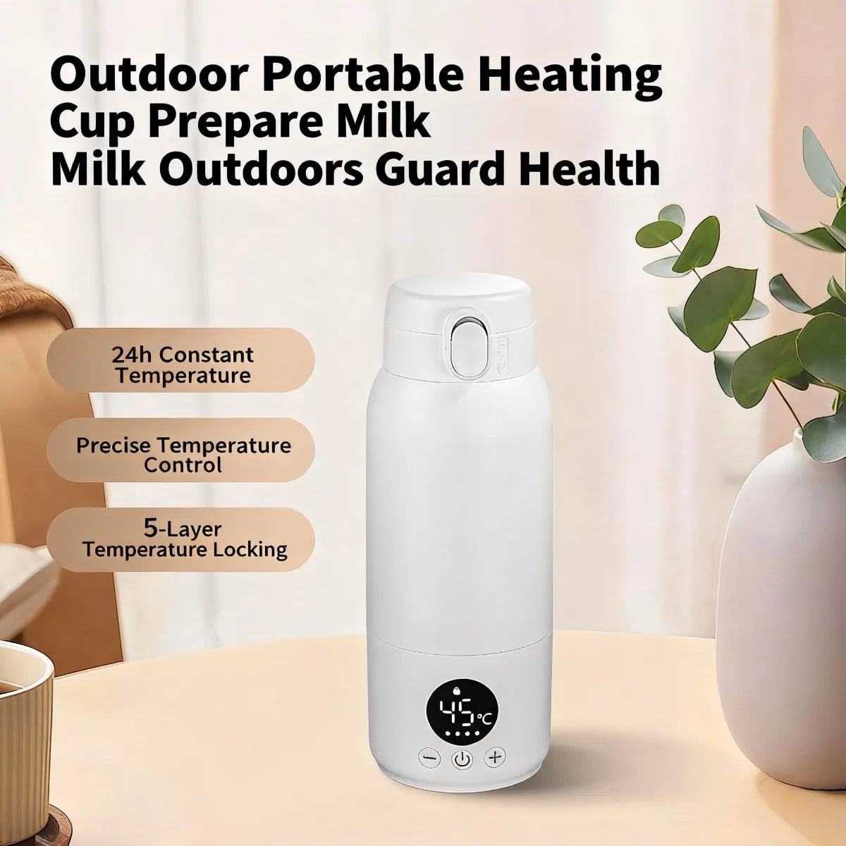 Portable Baby Milk Bottles Warmer 500ML Hot Water Bottle Heated for Newborn Travel 316L Stainless Steel Kids Thermos & Heater