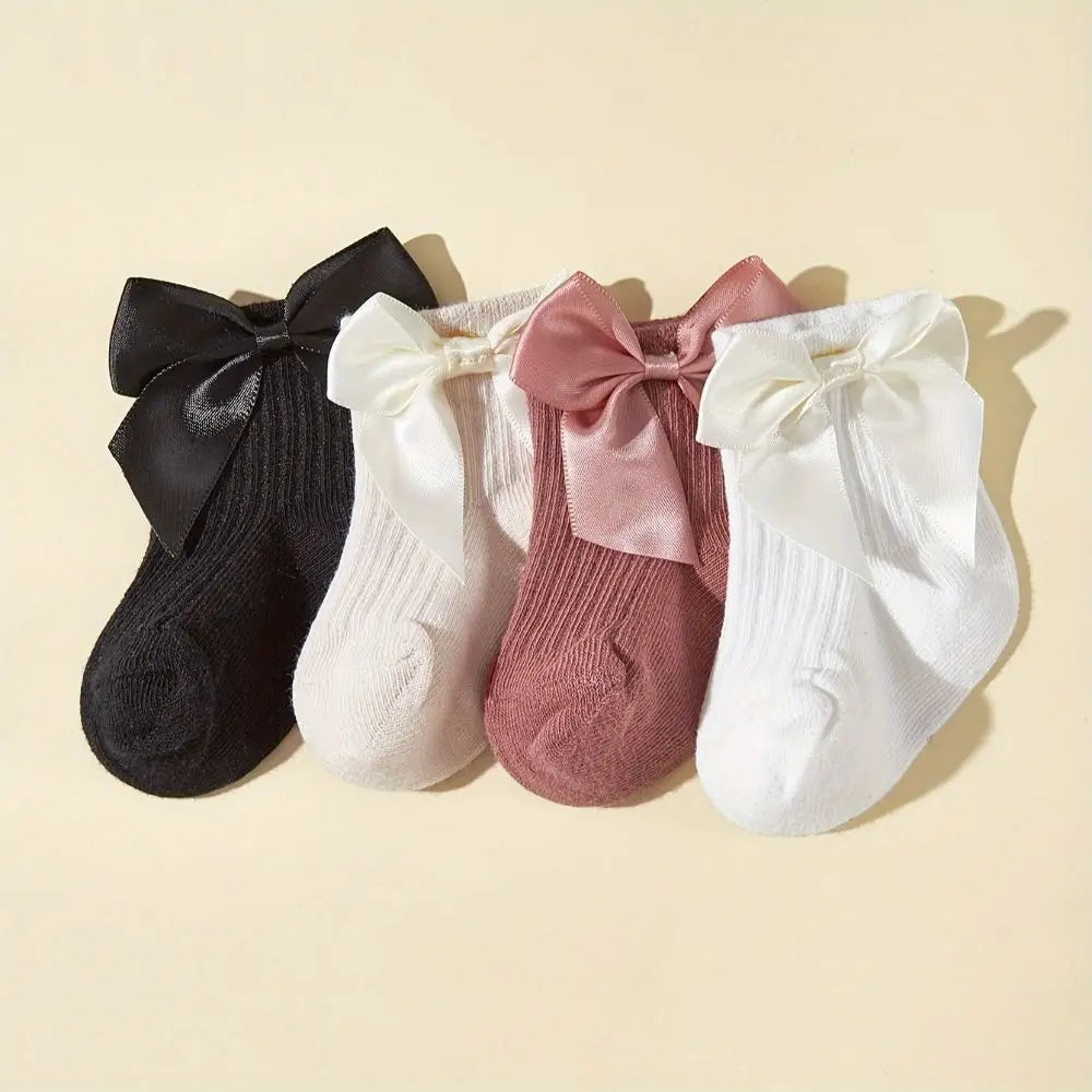 8Pairs Kawaii Bowknot Baby Cotton Socks Breathable Autumn Spring Toddle Short Tube Socks Cute Stripe Infant Solid Socks Gifts