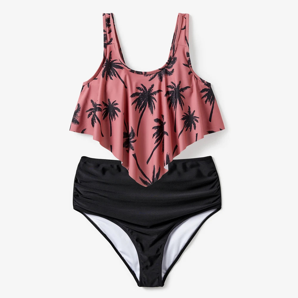 Family Matching Flora Swim Trunks or Strap two-piece Swimsuit