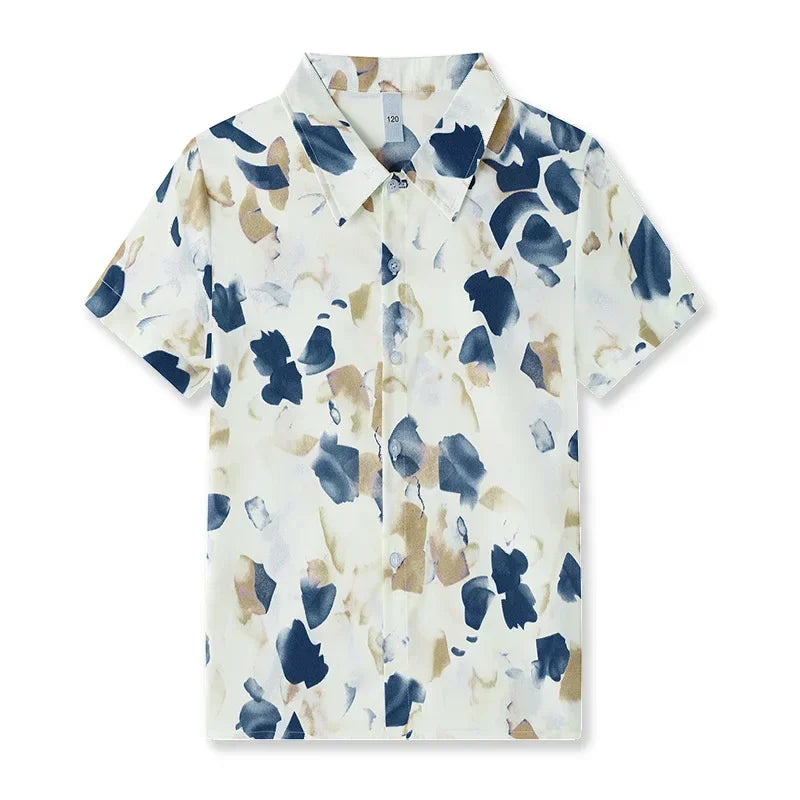 2024 Summer Family Vacation Look Clothes Mom and Daughter Short Sleeve Dress Holiday Dad and Son Shirts Two Piece Outfits Sets