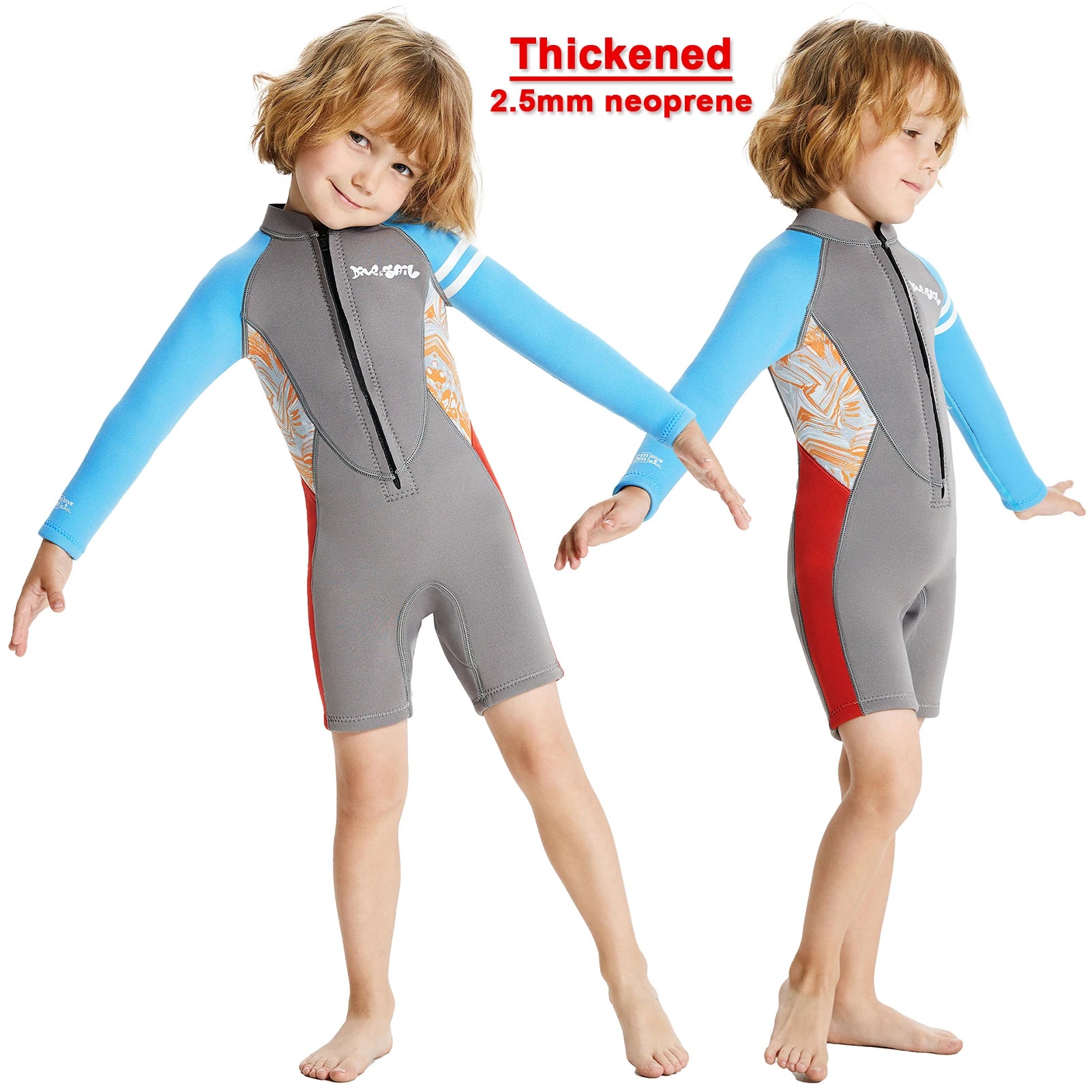 Boys Wetsuits Warm Diving Suit One-Piece 2.5MM Neoprene Thick Surfing Snorkeling Zipper Kids Swimsuits Jellyfish Scuba Swimwear