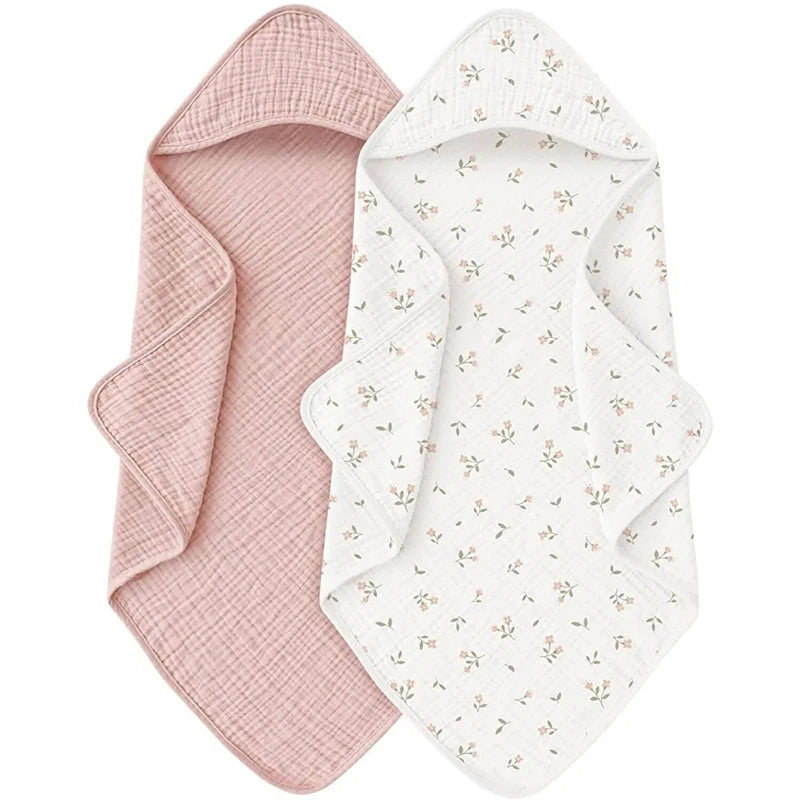 1PC Muslin Hooded Baby Towels Ultra-Soft Cotton Absorbent Baby Bath Towels with Hood for Newborn Baby Infant 30x30in