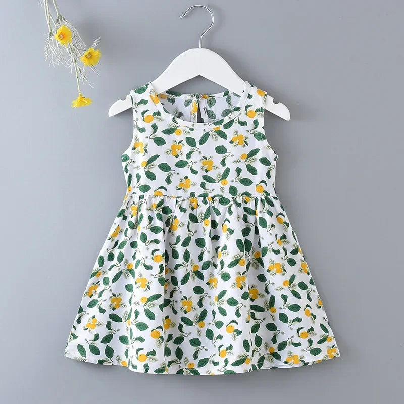 Baby Girls Summer Dress Sleeveless Cute Print Children's Dresses Cotton Toddler Kids Party Sundress Clothes Baby Clothing Skirts
