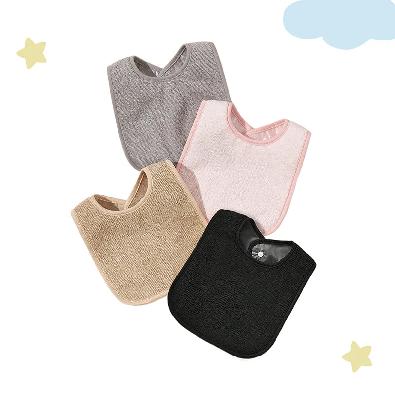 3Pcs/4Pcs Terry Cloth Waterproof Bibs for Babies Feeding Bibs Soild Color Waterproof Towel Kids Bandanas Burp Cloths