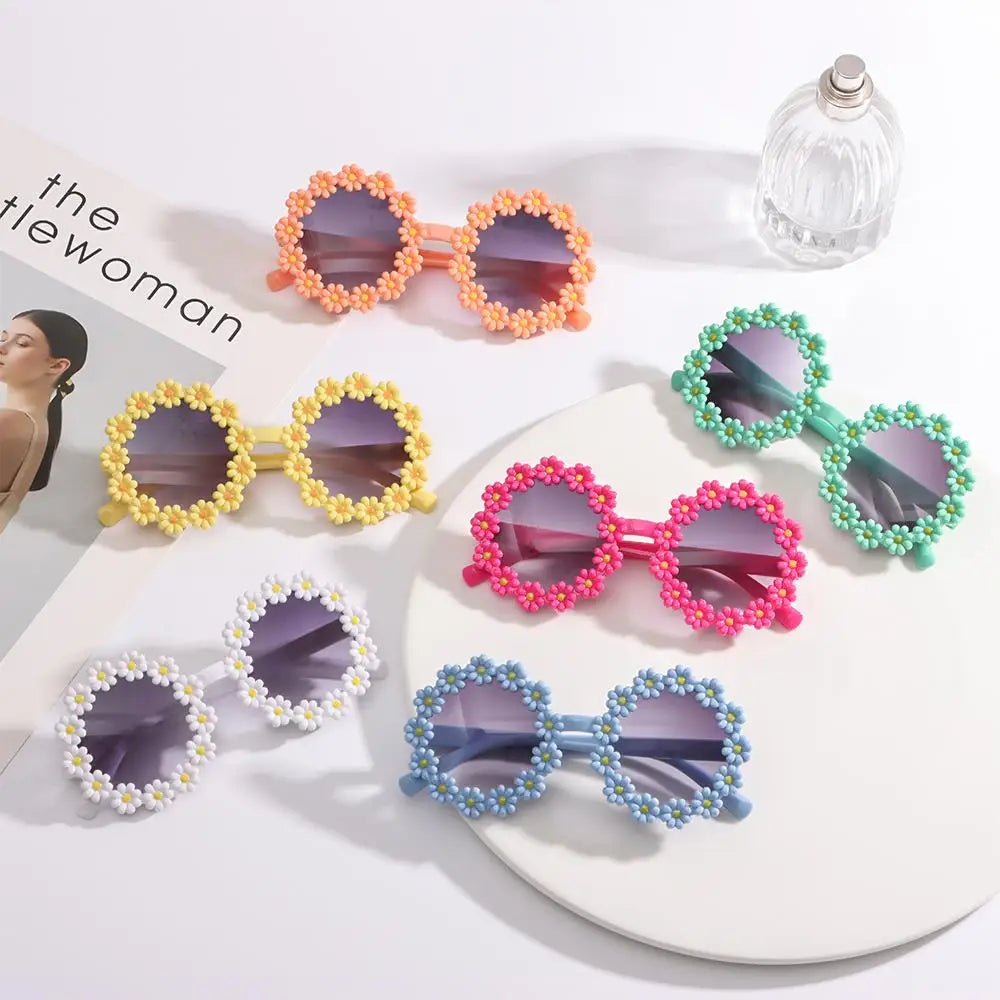Round Flower Kids Sunglasses UV400 for Boy Girls Lovely Baby Daisy Sun Protection Cute Sport Shades Children Outdoor Eyewear ﻿