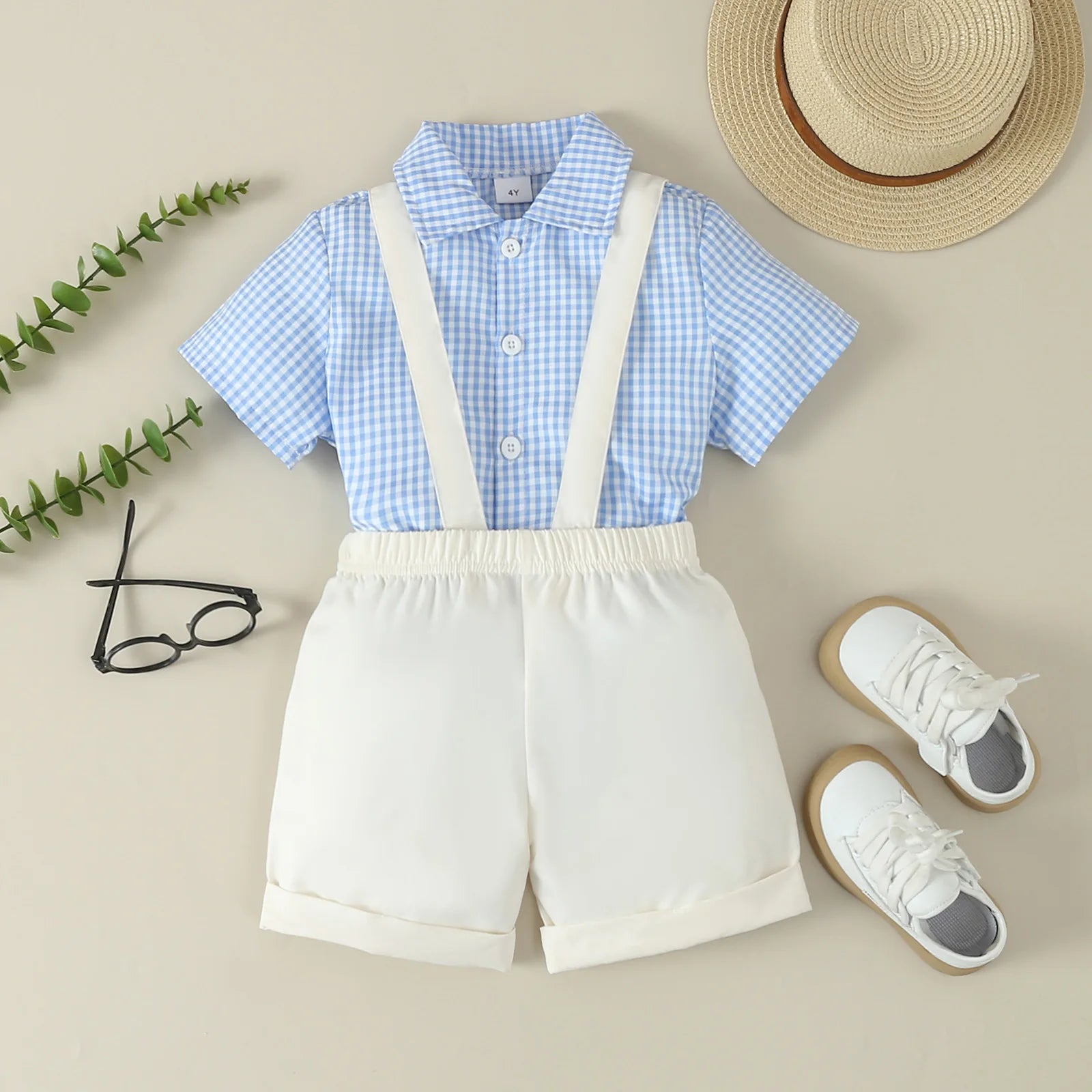 Blue Plaid Smocked Summer Outfits for Toddler Brother And Sister Matching Gentleman Boy Set Girl Dresses Family Clothes