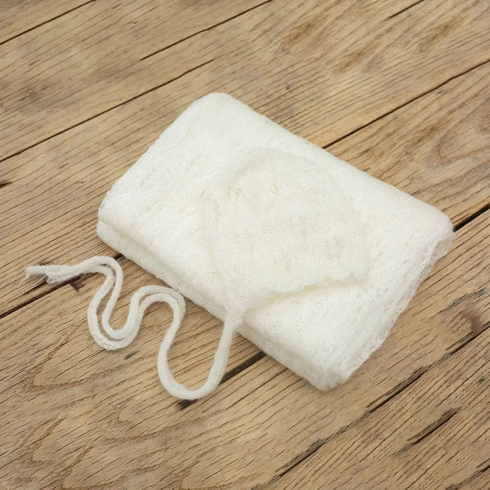 Newborn Photography Props Baby Posing Knitted Hollow Hat + Wrap 2pcs/Set Soft And Highly Elastic Stretchable Photo Accessories