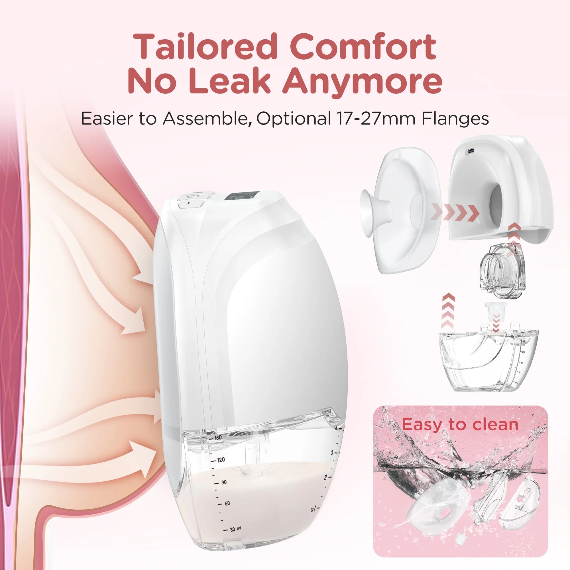 Hands Free Breast Pump Electric Wearable Breast Pump 3 Modes & 12 Levels Portable Wireless Breast Pump Low Noise Breastfeeding