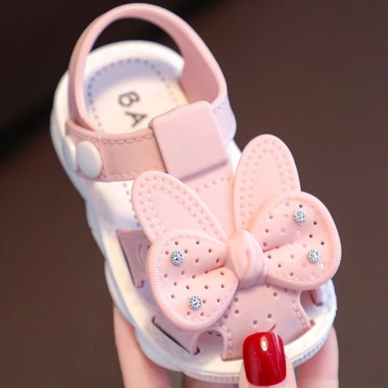 Solid Bow Children's Summer Shoes Cute PVC Beach Non Slip Sandals For Baby Girls Footwear Soft Infant Kids Fashion Sandals