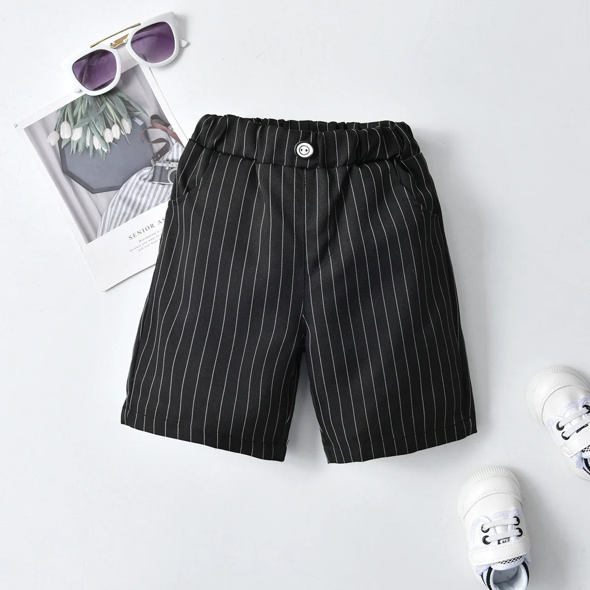 2025 New Boys Fashion Woven Shorts Children's Summer Outerwear Trendy Handsome Formal Suit Dress Pants ﻿