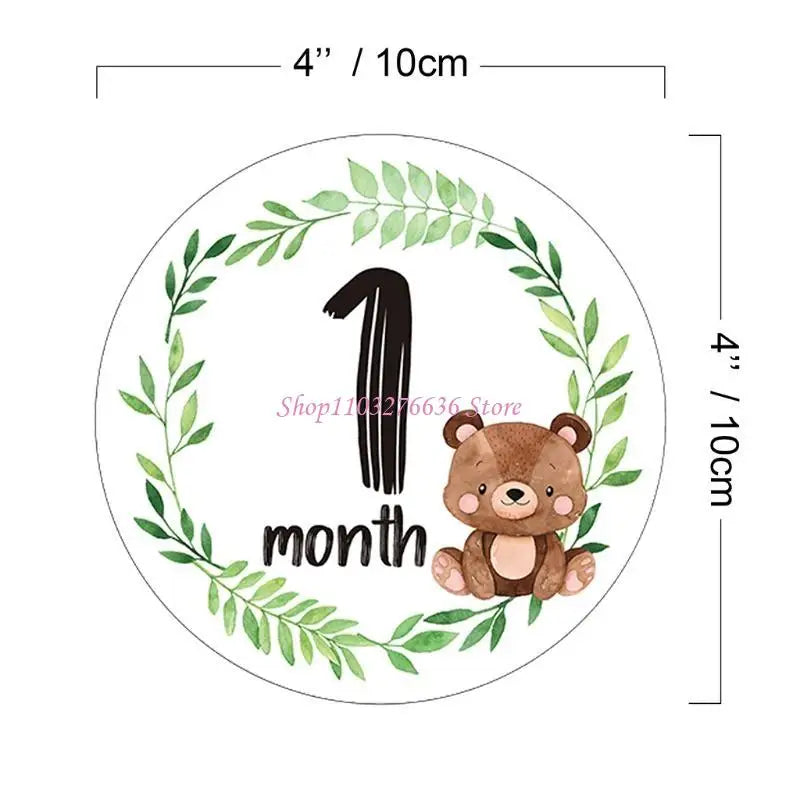 R6FD Baby Memorial Month Stickers Monthly Record Cartoon Animal Floral Print Stickers
