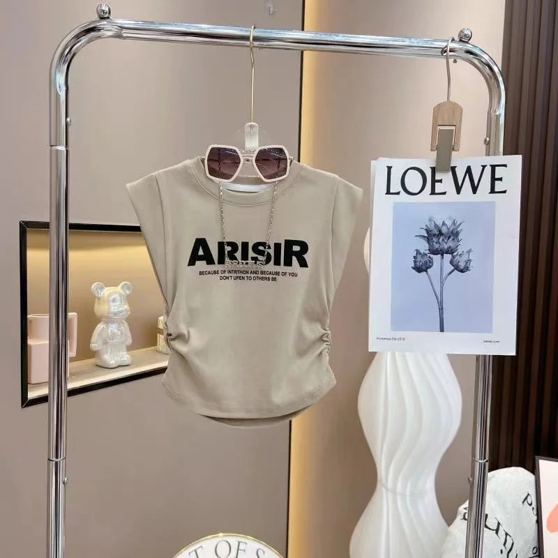 Girls' Summer Set 2024 Summer New Middle and Big Children's Fashion Sleeveless Tank Top+Solid Color Skirts Two Piece Set Fashion