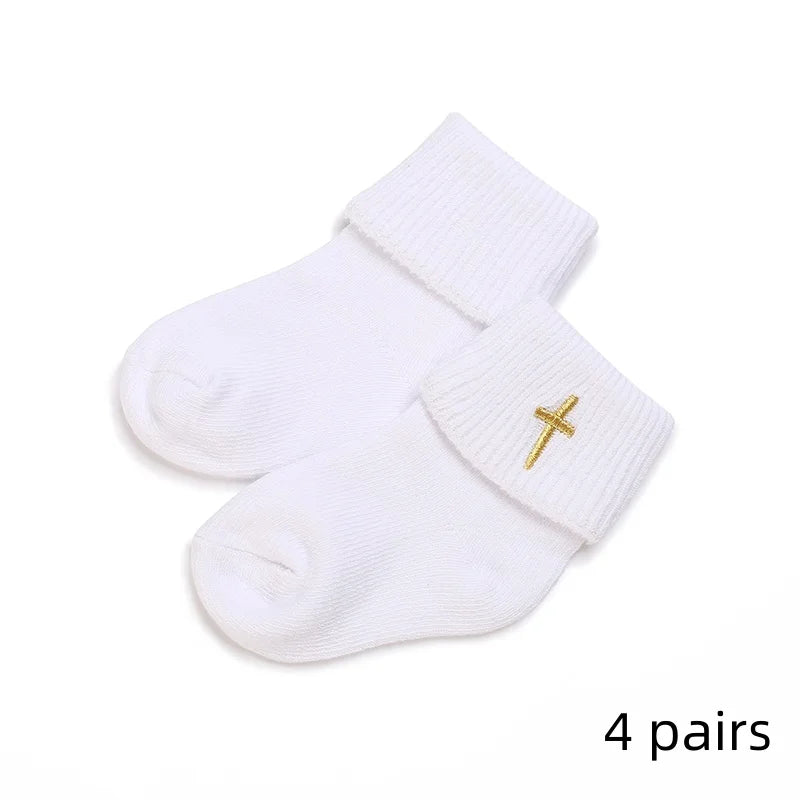 4 Pairs Of Pure Cotton Soft Baby Socks Are Breathable Skin Friendly And Non Pilling Socks For Newborns Aged 0-18 Months