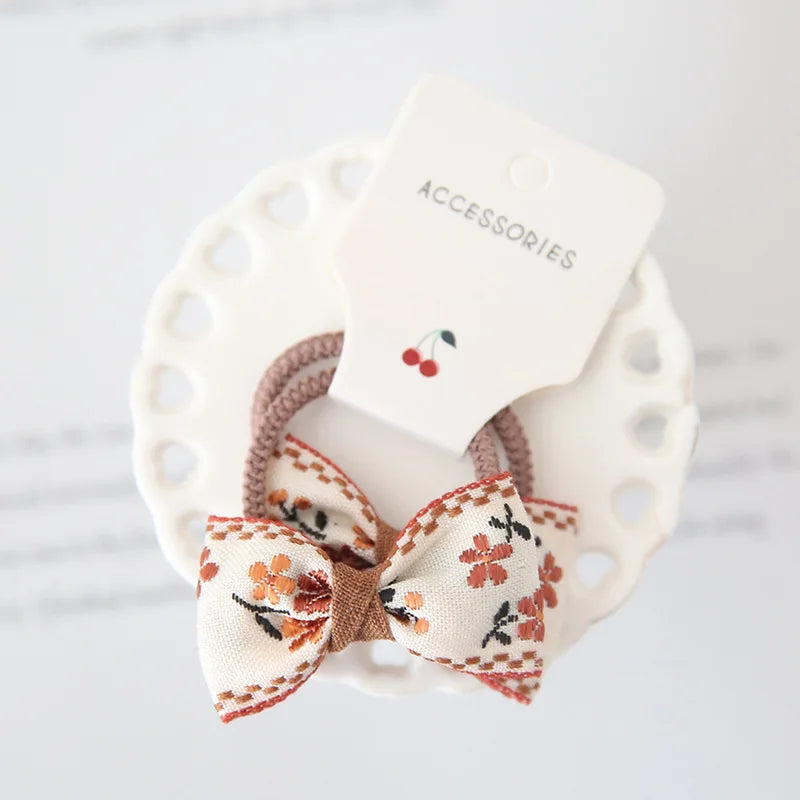 2Pcs Cute Princess Headwear Elastic Headband Children Ropes Baby Girls Bowknot Rubber Hair Band for Kids Headdress Accessories