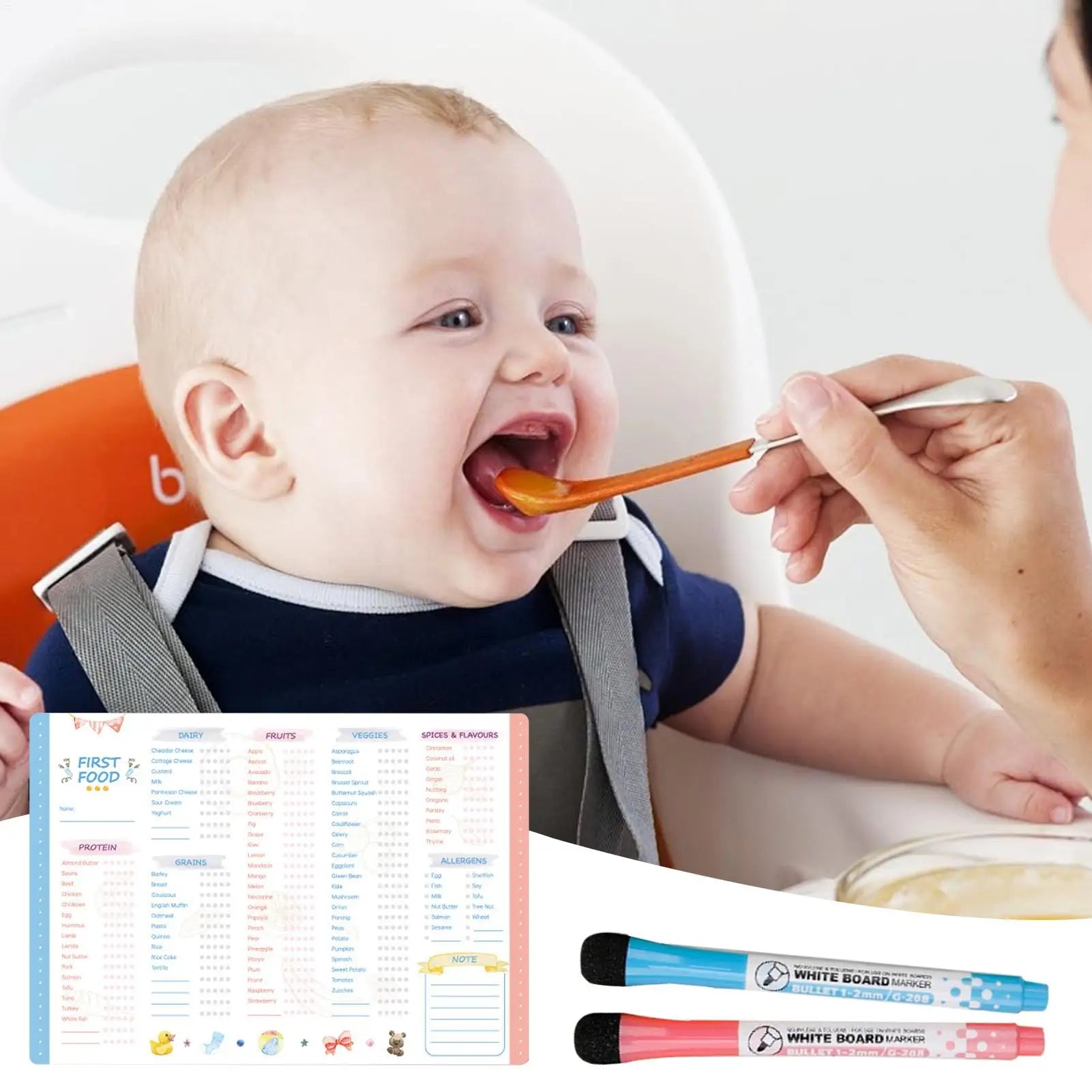 Magnetic Baby First Foods Checklist Erasable Infant Food Tracking Chart Repeatable Magnetic Baby Feeding Meal Planner