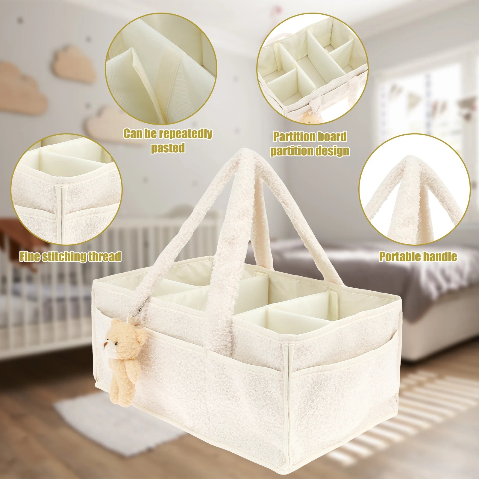 Diaper Bag for Baby Newborn Portable Diaper Caddy Organizer with Handle Large Pocket Diaper Bags Organizer for Baby Care