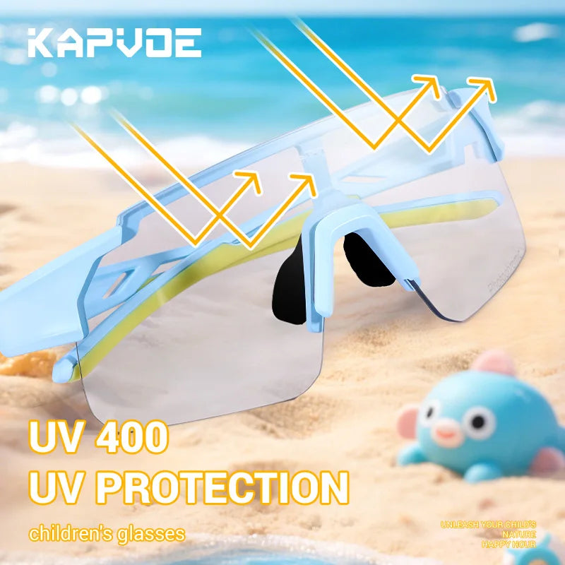 KAPOVE Photochromic Sunglasses Kids Outdoor Sport Glasses MTB Boys GirlRoad Bicycle Cycling Hiking Eyewear UV400 Camping Goggles